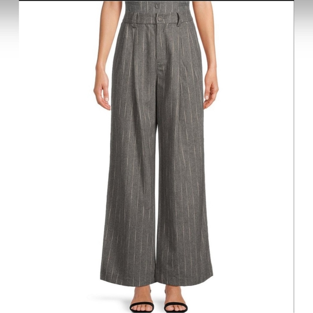 NWT Le'AL.X Knit Wool Blend High Rise Flat Front Pleated Wide Leg Trousers Sz 8-